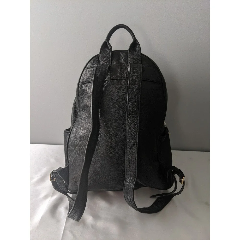 Michael Kors Abbey Black Pebbled Leather Backpack Gold Hardware